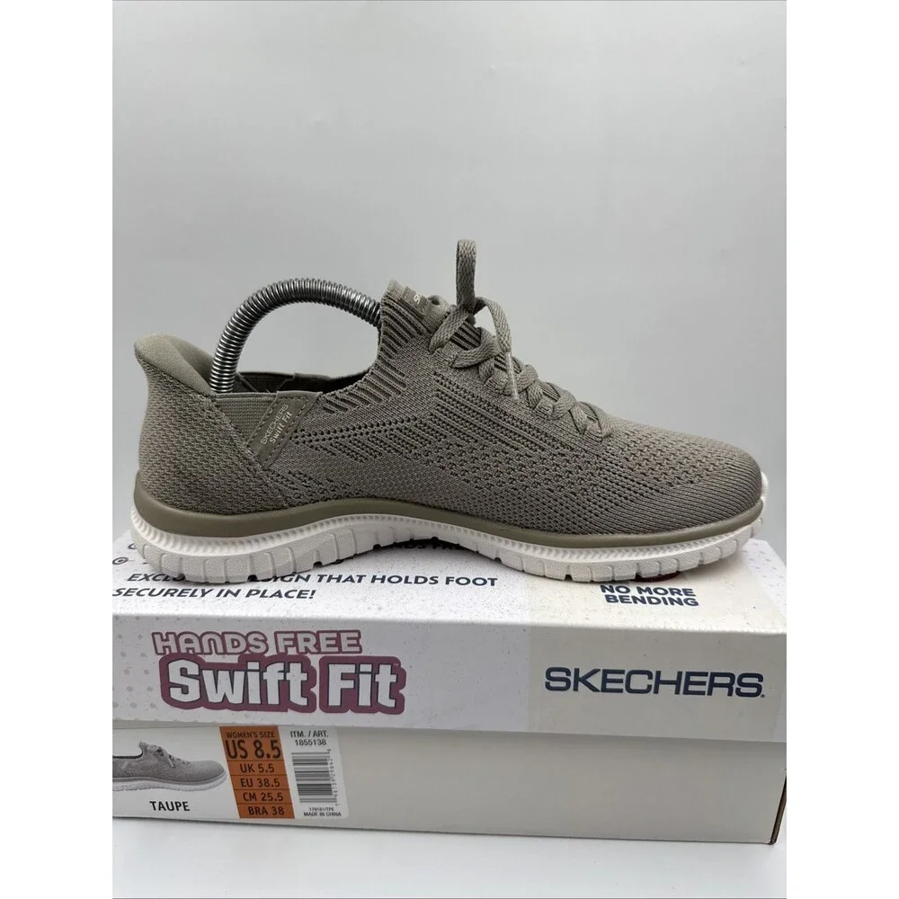 Skechers Women's Black Virtue Swift Fit Sneaker Hands Free Memory Foam Sz 8.5